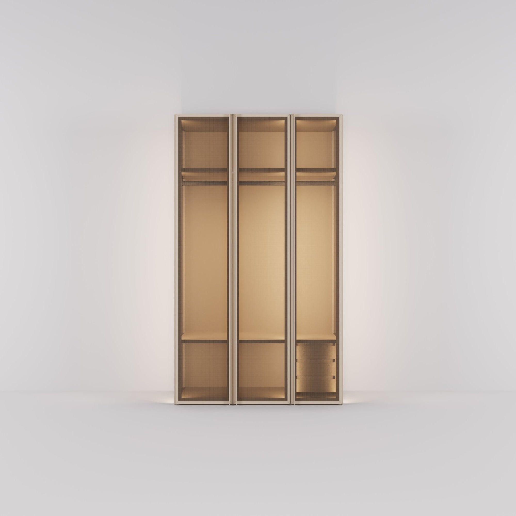 Kledingkast Antares in champagne staal met brons design glas | 151 cm breed - Matteo studio B.V.