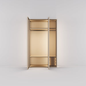 Kledingkast Antares in champagne staal met brons design glas | 151 cm breed - Matteo studio B.V.