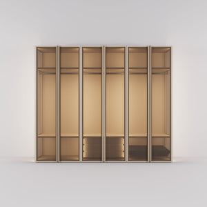 Kledingkast Antares in champagne staal met brons design glas | 303 cm breed - Matteo studio B.V.