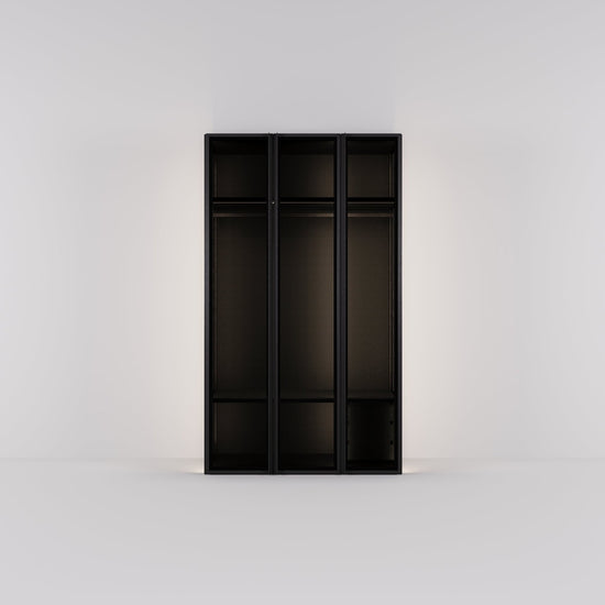Kledingkast Antares in zwart staal met design glas | 151 cm breed - Matteo studio B.V.