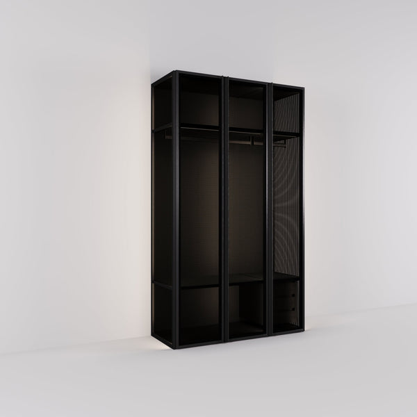 Kledingkast Antares in zwart staal met design glas | 151 cm breed - Matteo studio B.V.