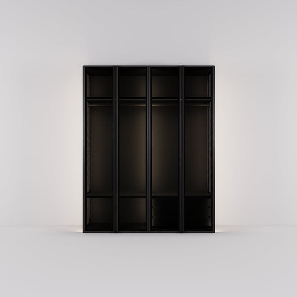 Kledingkast Antares in zwart staal met design glas | 205 cm breed - Matteo studio B.V.
