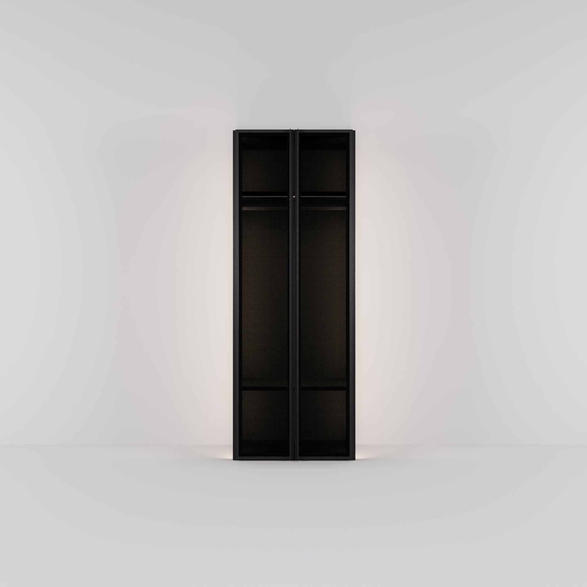 Kledingkast Antares in zwart staal met design glas | 96 cm breed - Matteo studio B.V.