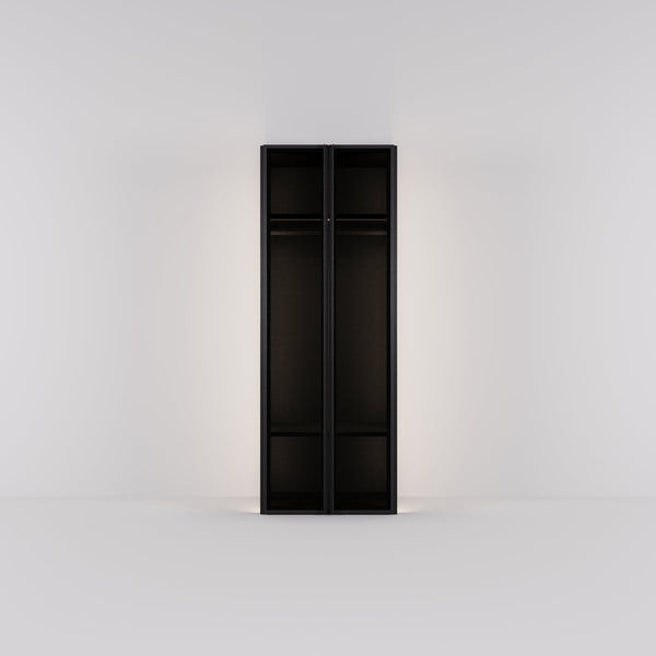 Kledingkast Antares in zwart staal met design glas | 96 cm breed - Matteo studio B.V.