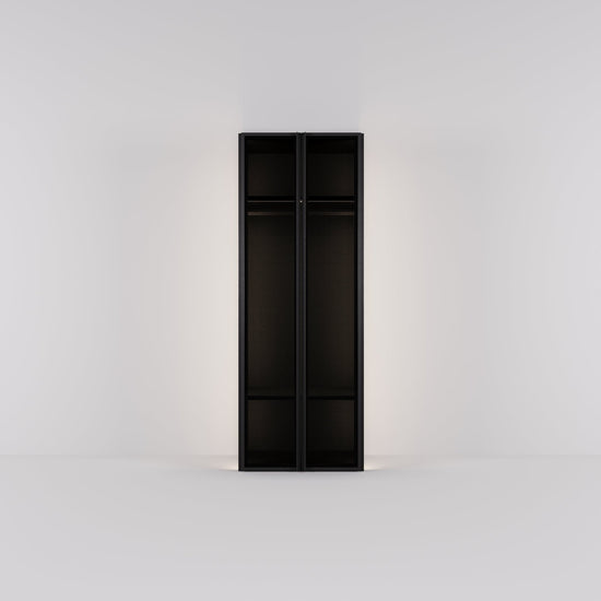Kledingkast Antares in zwart staal met design glas | 96 cm breed - Matteo studio B.V.