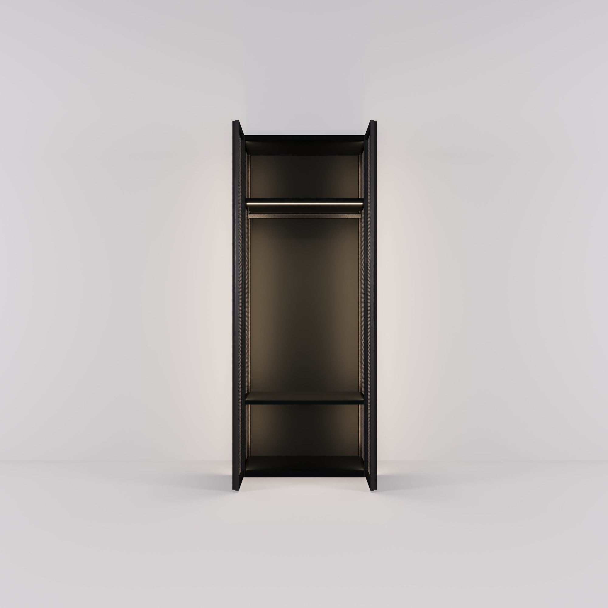 Kledingkast Antares in zwart staal met design glas | 96 cm breed - Matteo studio B.V.