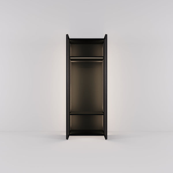 Kledingkast Antares in zwart staal met design glas | 96 cm breed - Matteo studio B.V.