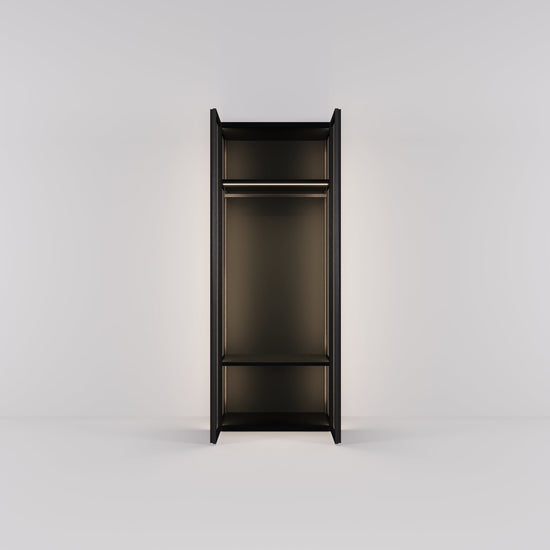 Kledingkast Antares in zwart staal met design glas | 96 cm breed - Matteo studio B.V.