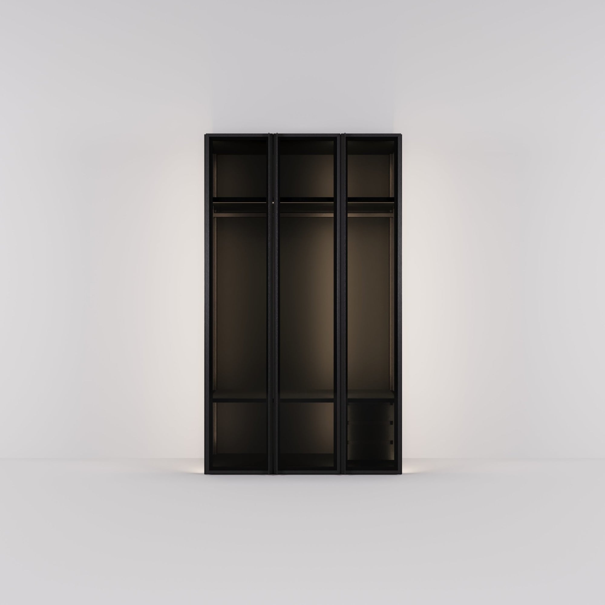 Kledingkast Antares in zwart staal met rookglas | 151 cm breed - Matteo studio B.V.
