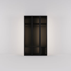 Kledingkast Antares in zwart staal met rookglas | 151 cm breed - Matteo studio B.V.