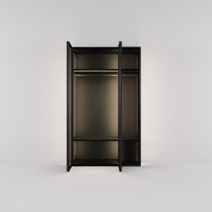 Kledingkast Antares in zwart staal met rookglas | 151 cm breed - Matteo studio B.V.