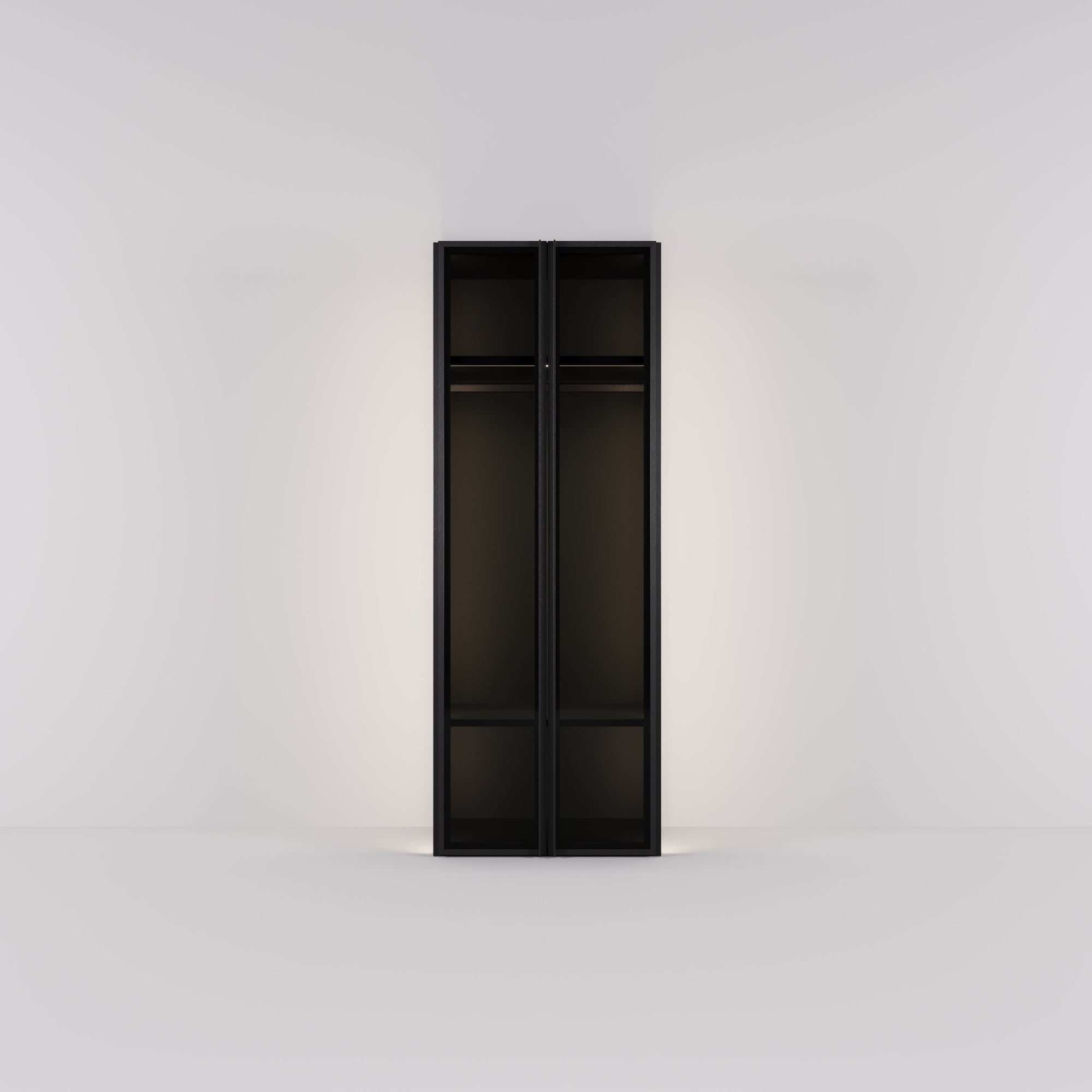 Kledingkast Antares in zwart staal met rookglas | 96 cm breed - Matteo studio B.V.