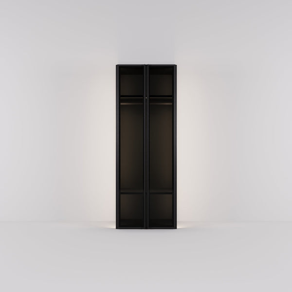 Kledingkast Antares in zwart staal met rookglas | 96 cm breed - Matteo studio B.V.