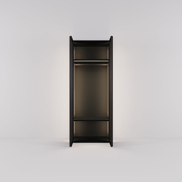 Kledingkast Antares in zwart staal met rookglas | 96 cm breed - Matteo studio B.V.