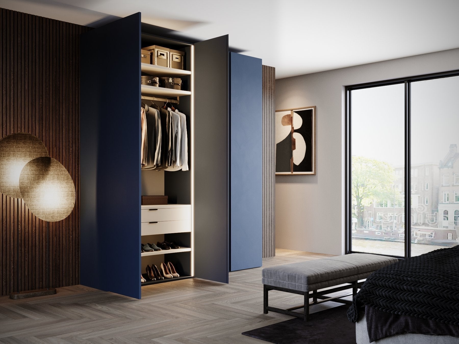 Kledingkast Bora in beige | 203 cm breed - Matteo studio B.V.
