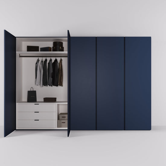 Kledingkast Bora in nachtblauw | 308 cm breed - Matteo studio B.V.