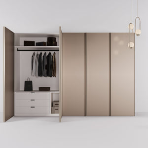 Kledingkast Levante in cacao met mat brons spiegelglas | 303 cm breed - Matteo studio B.V.