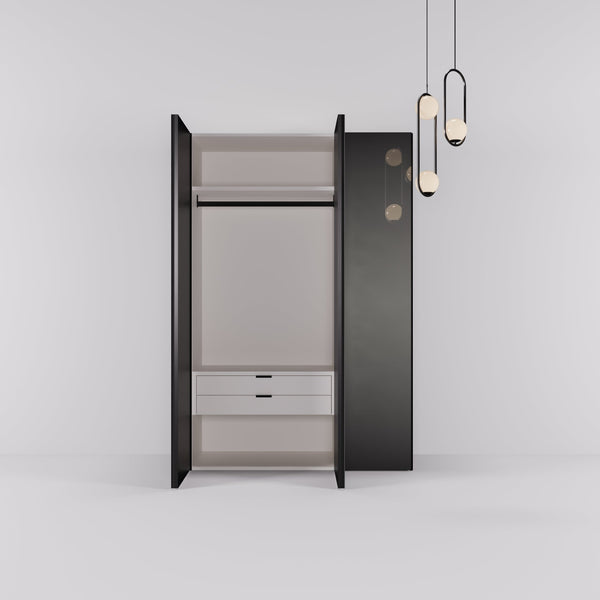 Kledingkast Levante in graphite met rook spiegelglas | 141 cm breed - Matteo studio B.V.