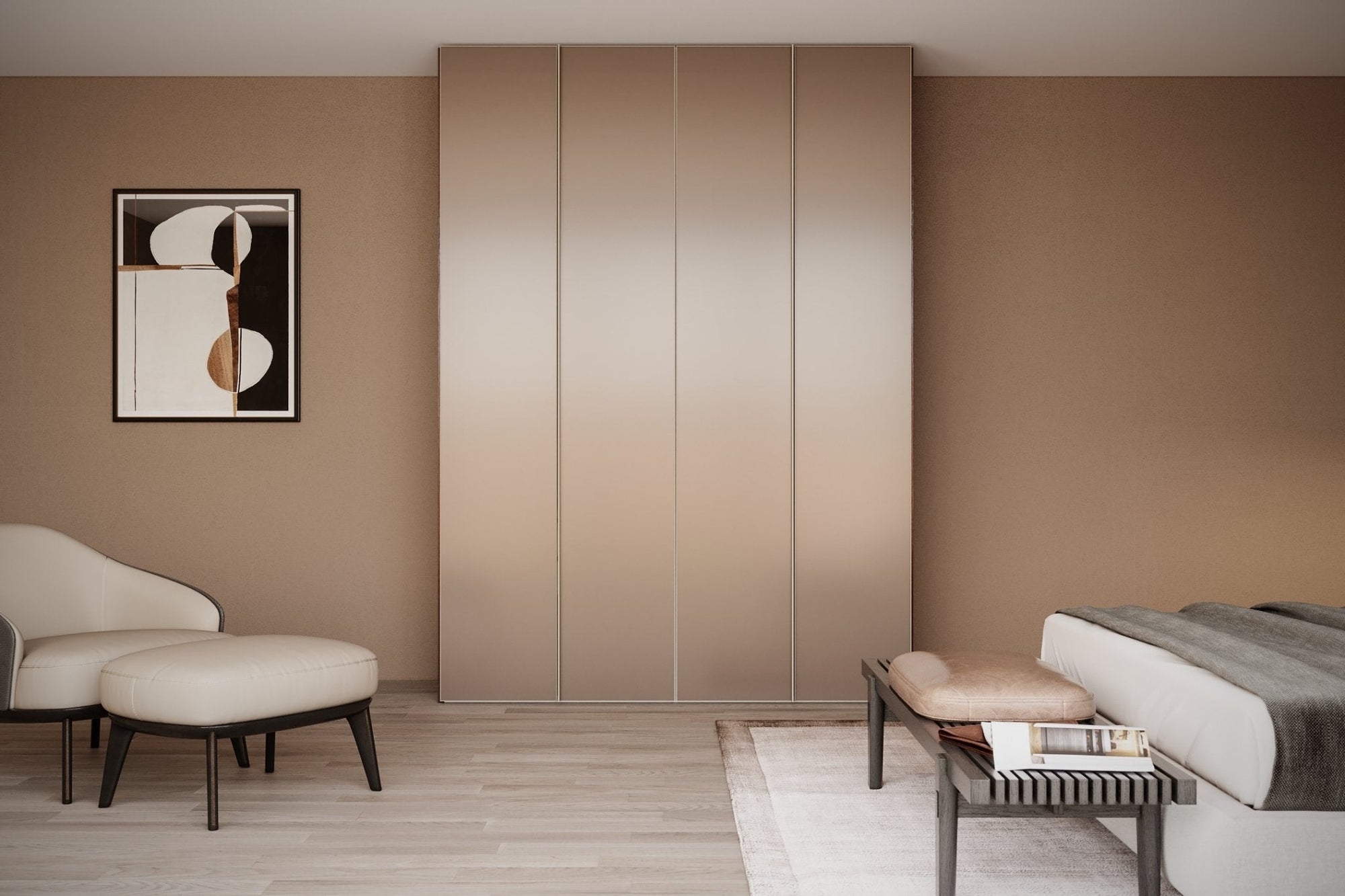 Kledingkast Levante in graphite met rook spiegelglas | 141 cm breed - Matteo studio B.V.