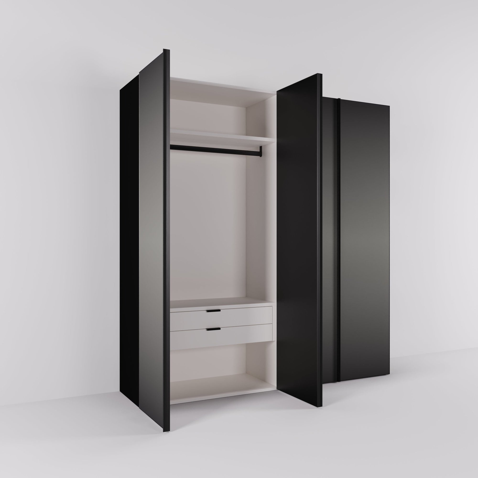 Kledingkast Levante in graphite met rook spiegelglas | 203 cm breed - Matteo studio B.V.