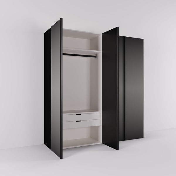 Kledingkast Levante in graphite met rook spiegelglas | 203 cm breed - Matteo studio B.V.