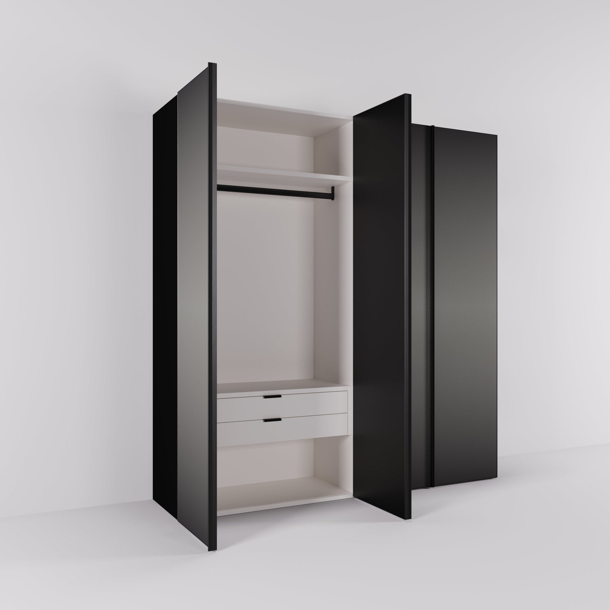 Kledingkast Levante in graphite met rook spiegelglas | 203 cm breed - Matteo studio B.V.