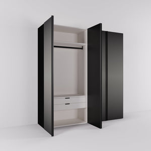 Kledingkast Levante in graphite met rook spiegelglas | 203 cm breed - Matteo studio B.V.