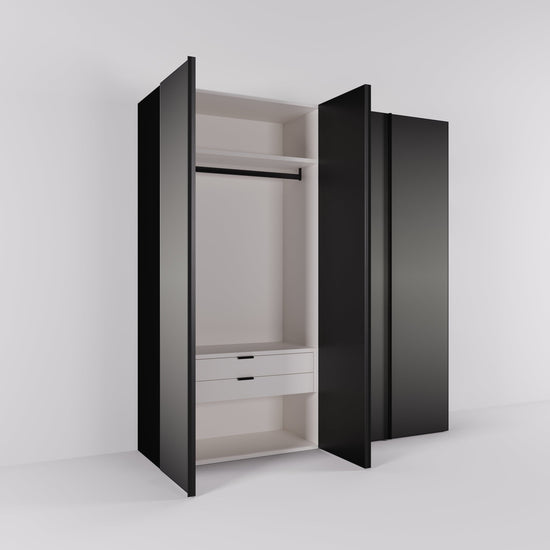 Kledingkast Levante in graphite met rook spiegelglas | 203 cm breed - Matteo studio B.V.
