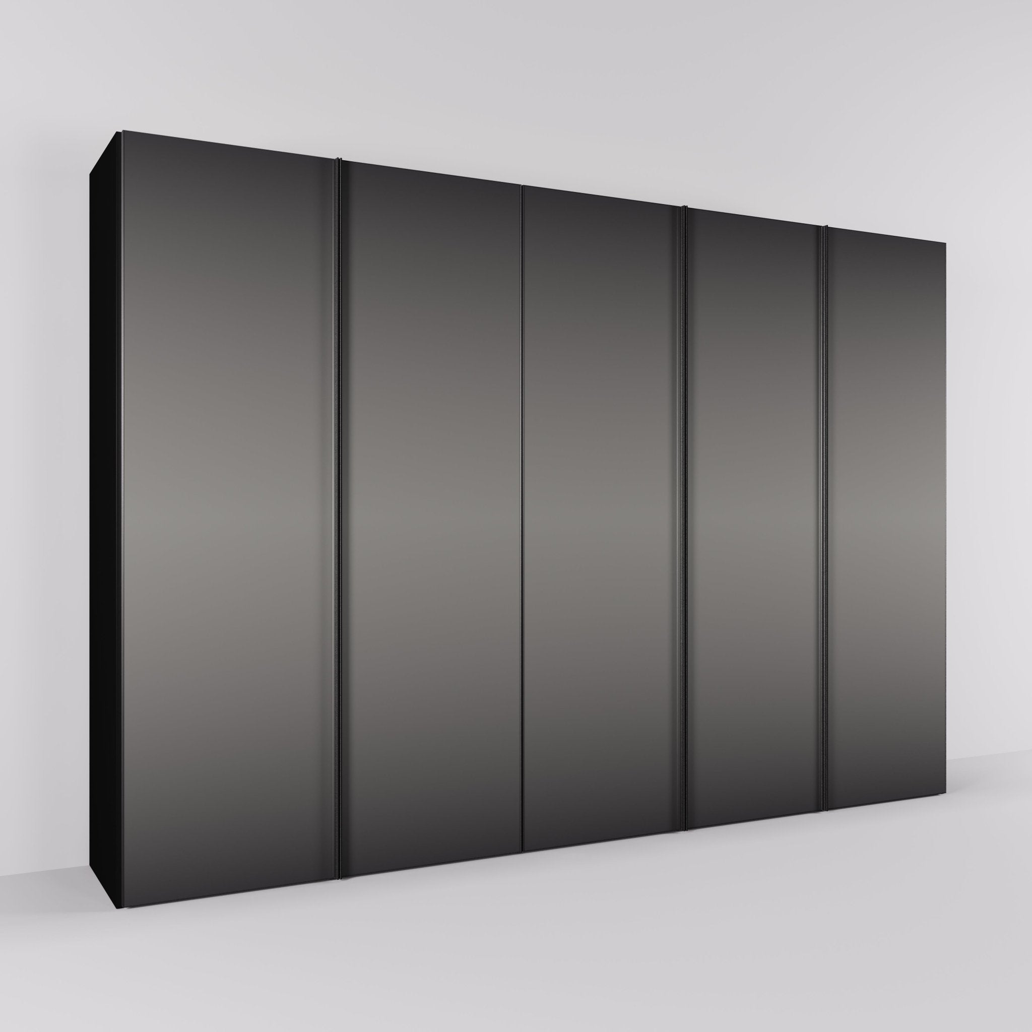 Kledingkast Levante in graphite met rook spiegelglas | 303 cm breed - Matteo studio B.V.