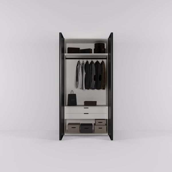 Kledingkast Levante in graphite met rook spiegelglas | 95 cm breed - Matteo studio B.V.
