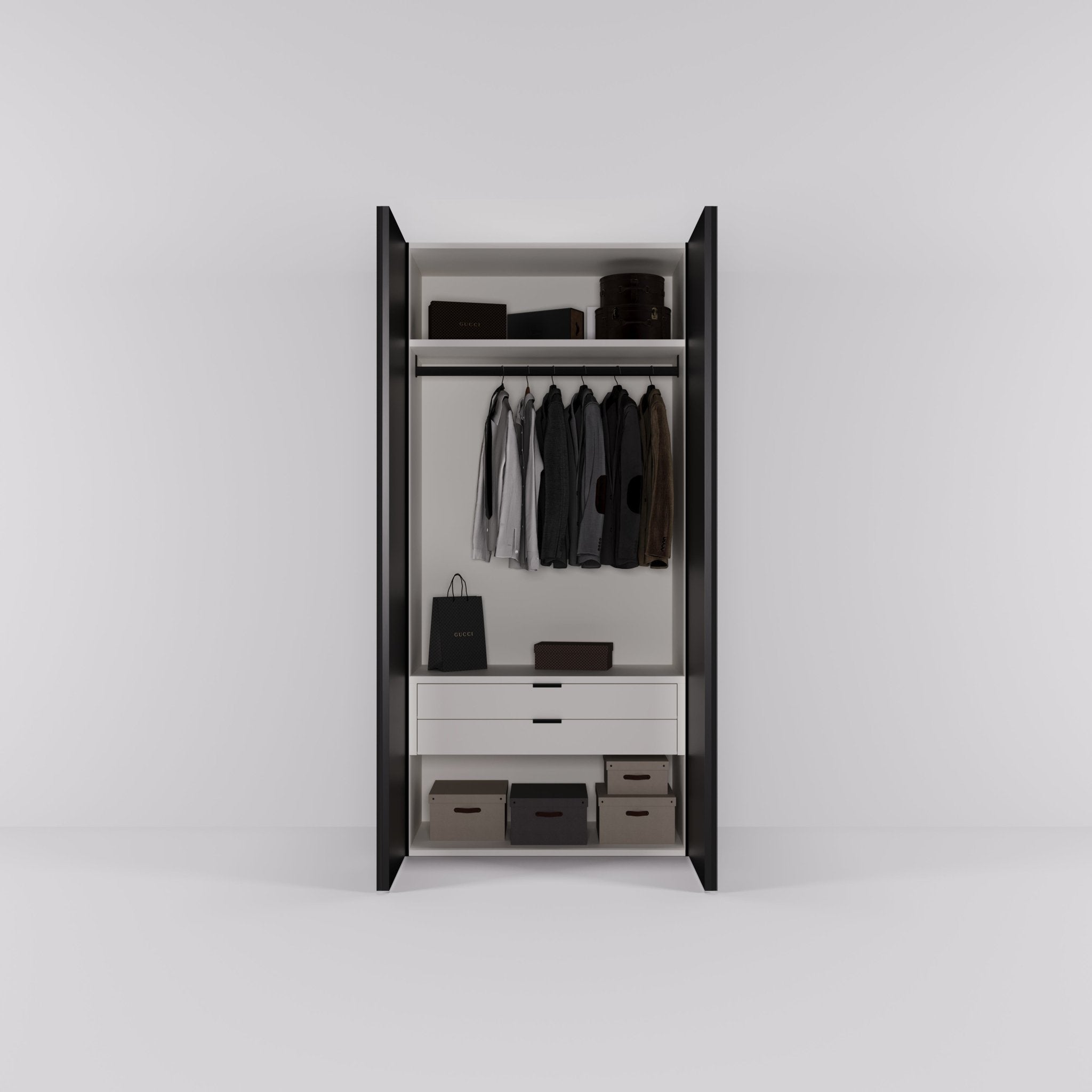 Kledingkast Levante in graphite met rook spiegelglas | 95 cm breed - Matteo studio B.V.