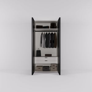 Kledingkast Levante in graphite met rook spiegelglas | 95 cm breed - Matteo studio B.V.