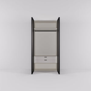 Kledingkast Levante in graphite met rook spiegelglas | 95 cm breed - Matteo studio B.V.