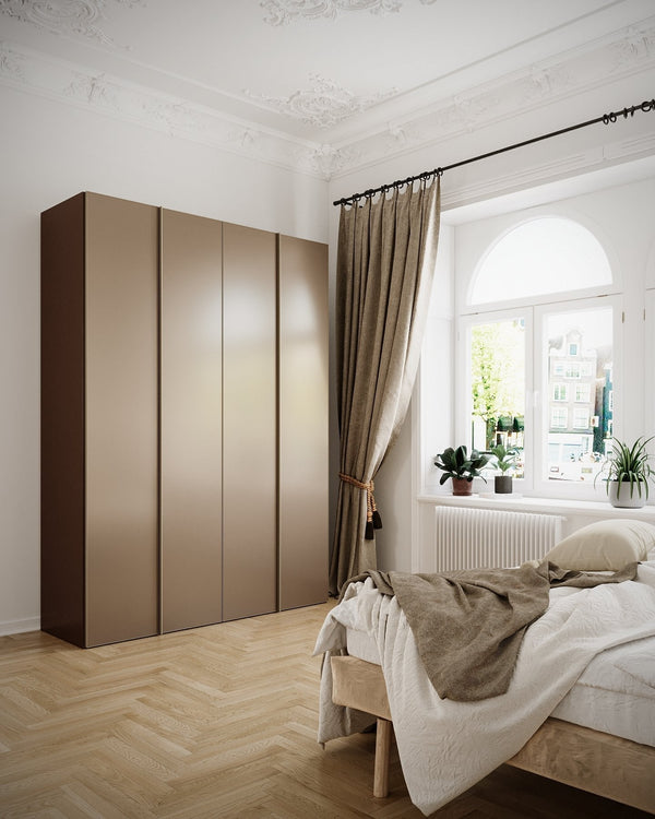 Kledingkast Levante in wit met mat spiegelglas | 141 cm breed - Matteo studio B.V.
