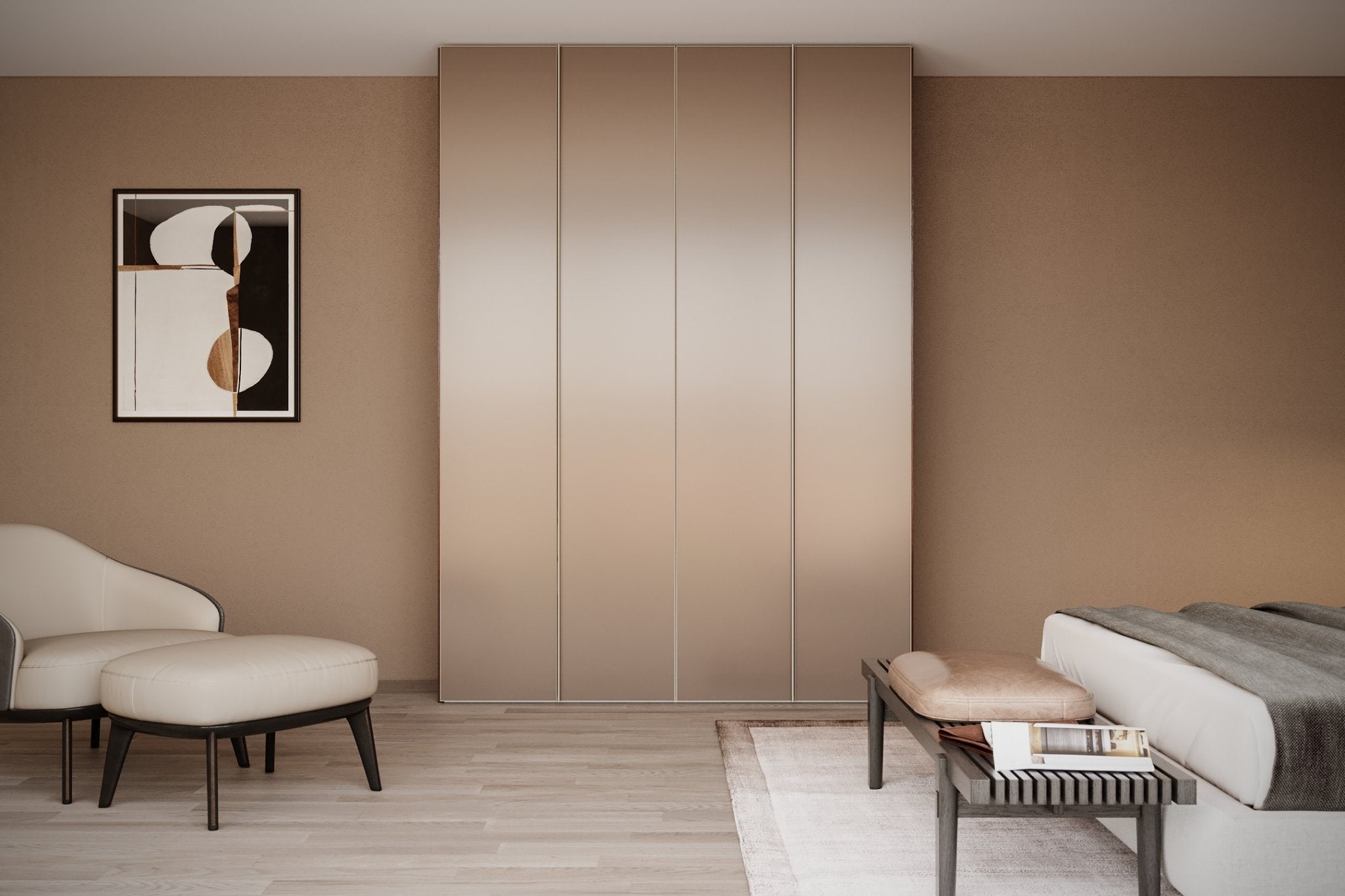 Kledingkast Levante in wit met mat spiegelglas | 141 cm breed - Matteo studio B.V.