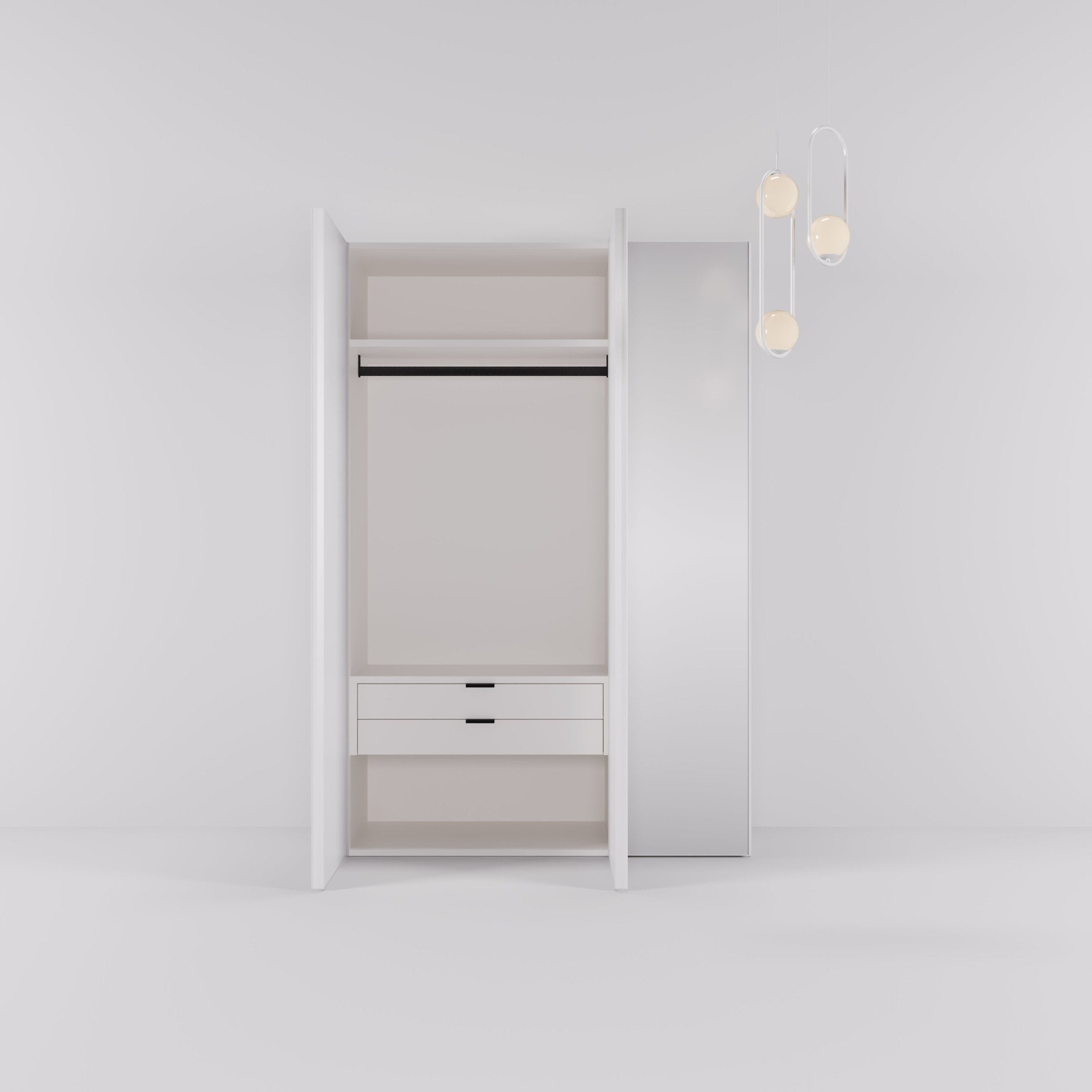 Kledingkast Levante in wit met spiegelglas | 141 cm breed - Matteo studio B.V.