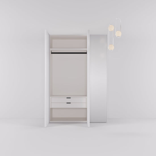 Kledingkast Levante in wit met spiegelglas | 141 cm breed - Matteo studio B.V.