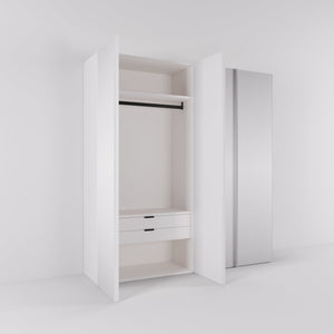 Kledingkast Levante in wit met spiegelglas | 203 cm breed - Matteo studio B.V.