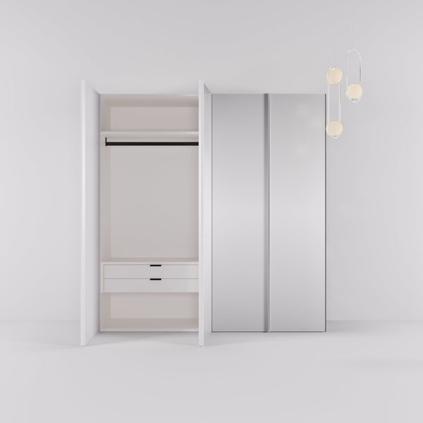 Kledingkast Levante in wit met spiegelglas | 203 cm breed - Matteo studio B.V.