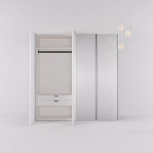 Kledingkast Levante in wit met spiegelglas | 203 cm breed - Matteo studio B.V.