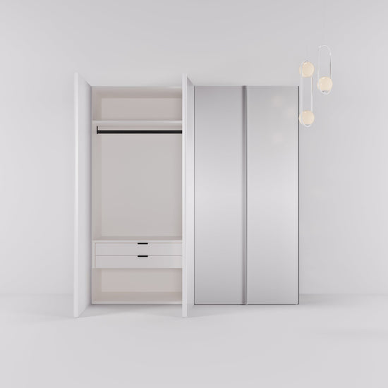Kledingkast Levante in wit met spiegelglas | 203 cm breed - Matteo studio B.V.