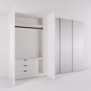 Kledingkast Levante in wit met spiegelglas | 303 cm breed - Matteo studio B.V.