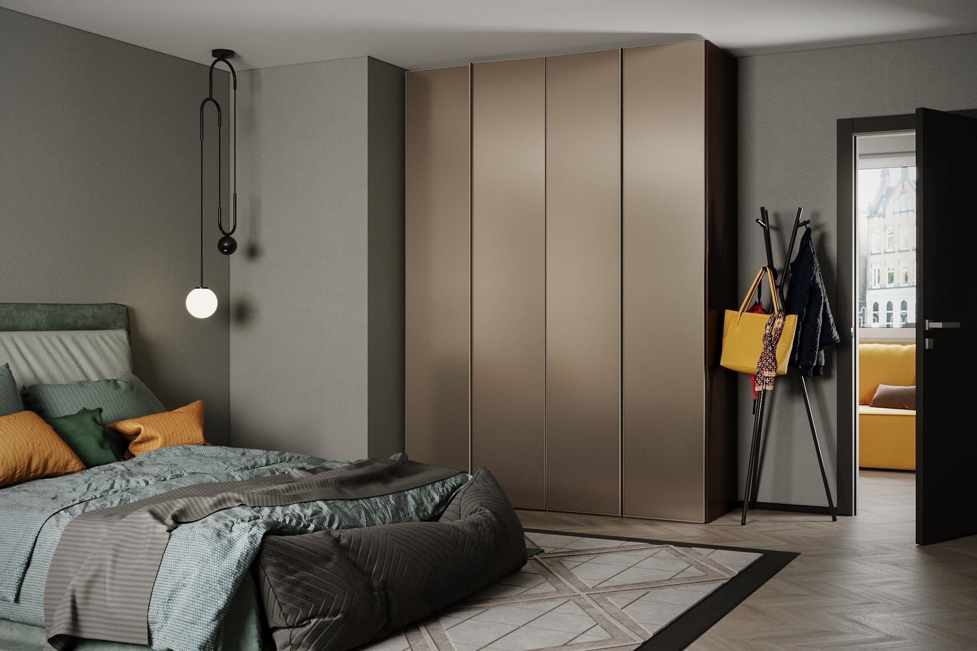 Kledingkast Levante in wit met spiegelglas | 303 cm breed - Matteo studio B.V.