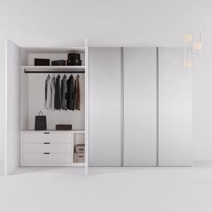 Kledingkast Levante in wit met spiegelglas | 303 cm breed - Matteo studio B.V.