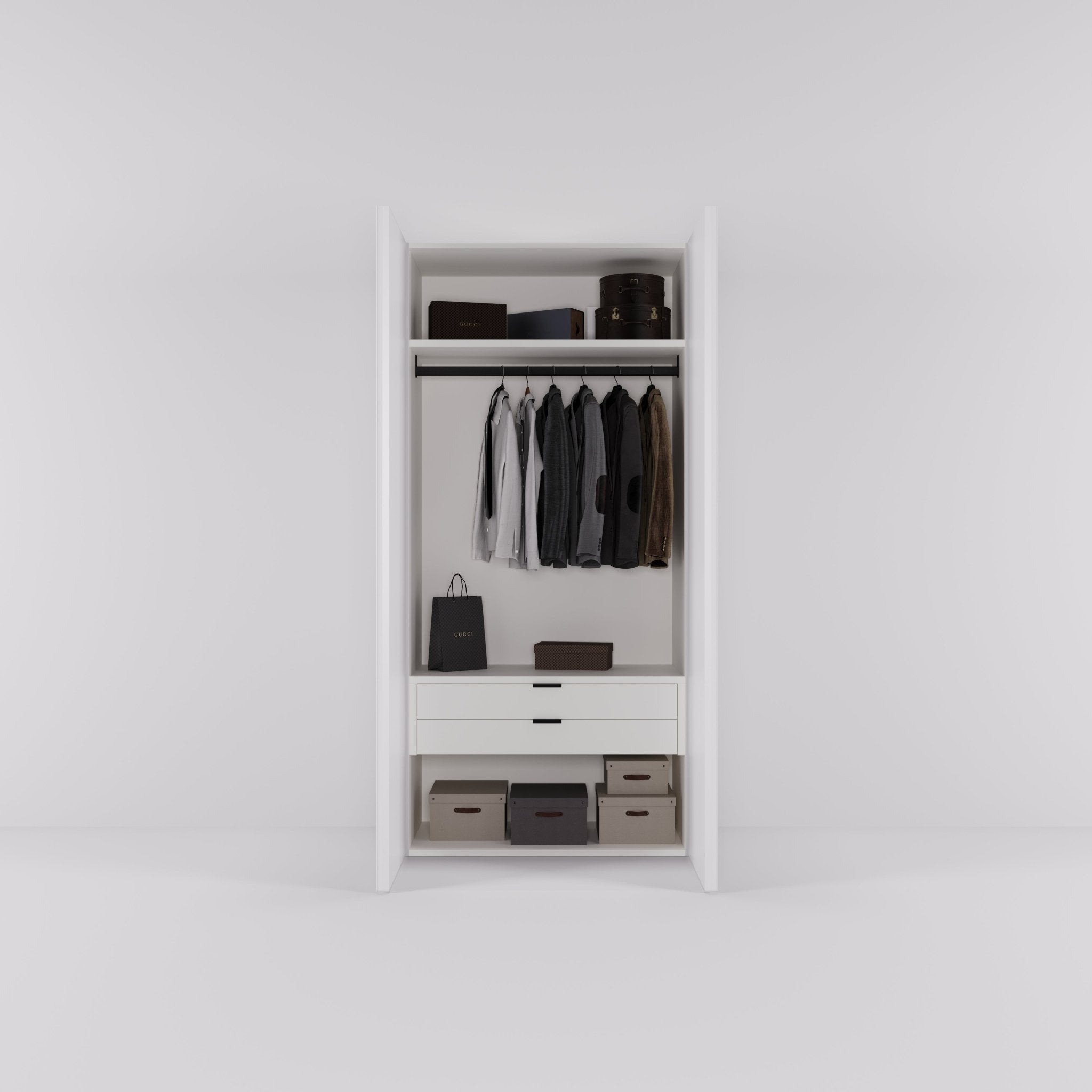 Kledingkast Levante in wit met spiegelglas | 95 cm breed - Matteo studio B.V.