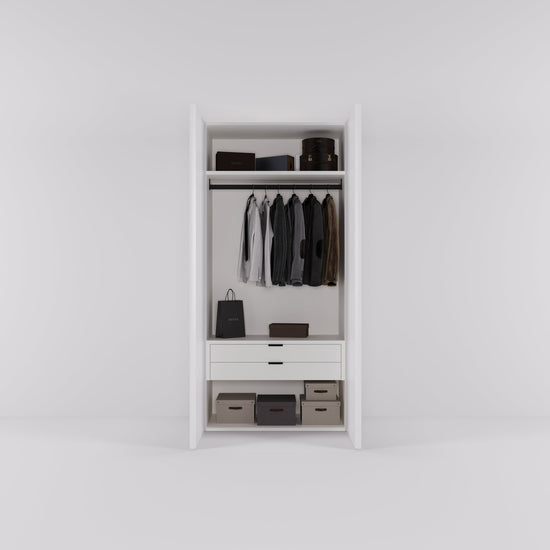 Kledingkast Levante in wit met spiegelglas | 95 cm breed - Matteo studio B.V.