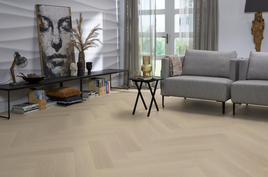 YUP Fulham visgraat klik PVC beige - Matteo studio B.V.