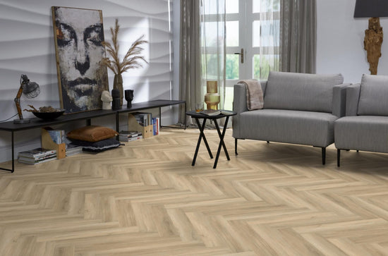 YUP Herringbone plak PVC beige - Matteo studio B.V.