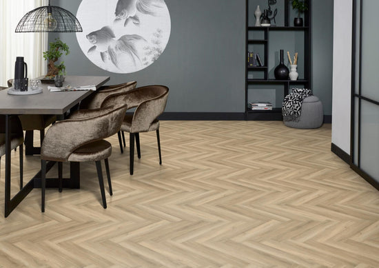 YUP Herringbone plak PVC beige - Matteo studio B.V.