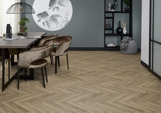 YUP Herringbone plak PVC light brown - Matteo studio B.V.